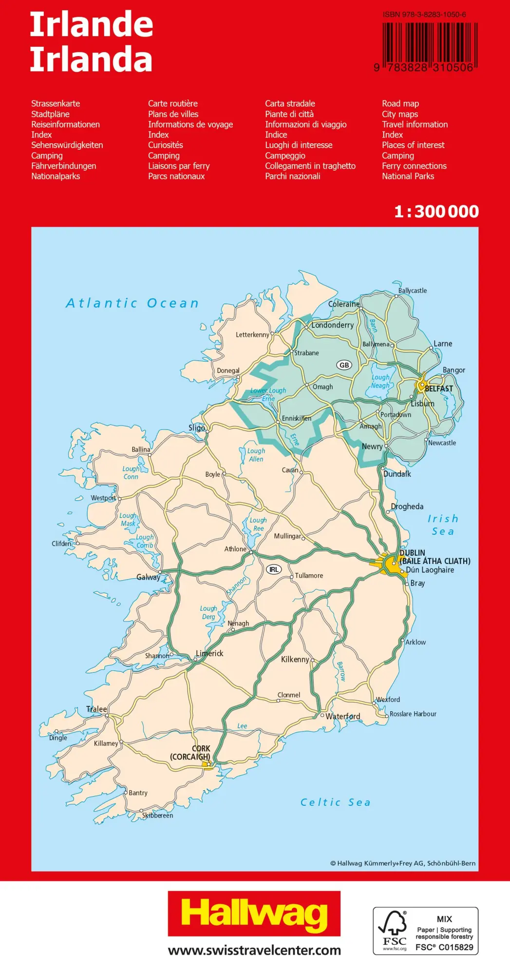 Rückseite: 9783828310506 | Hallwag Strassenkarte Irland 1:300.000 | Hallwag Kümmerly+Frey AG