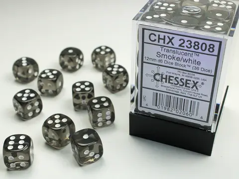 Cover: 601982020606 | Translucent 12mm d6 Smoke/white Dice Block™ (36 dice) | deutsch