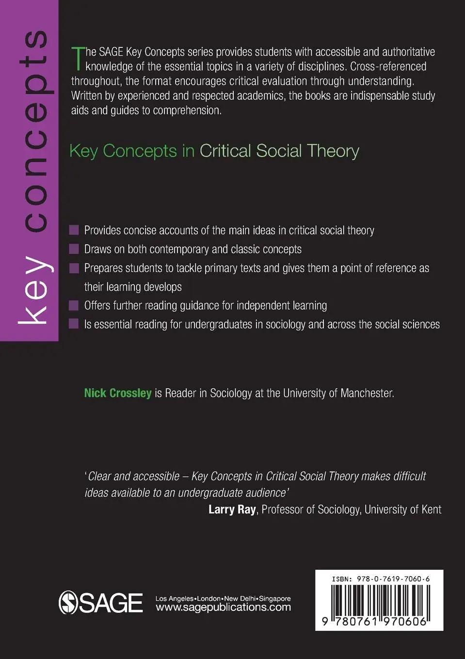 Rückseite: 9780761970606 | Key Concepts in Critical Social Theory | Nick Crossley | Taschenbuch