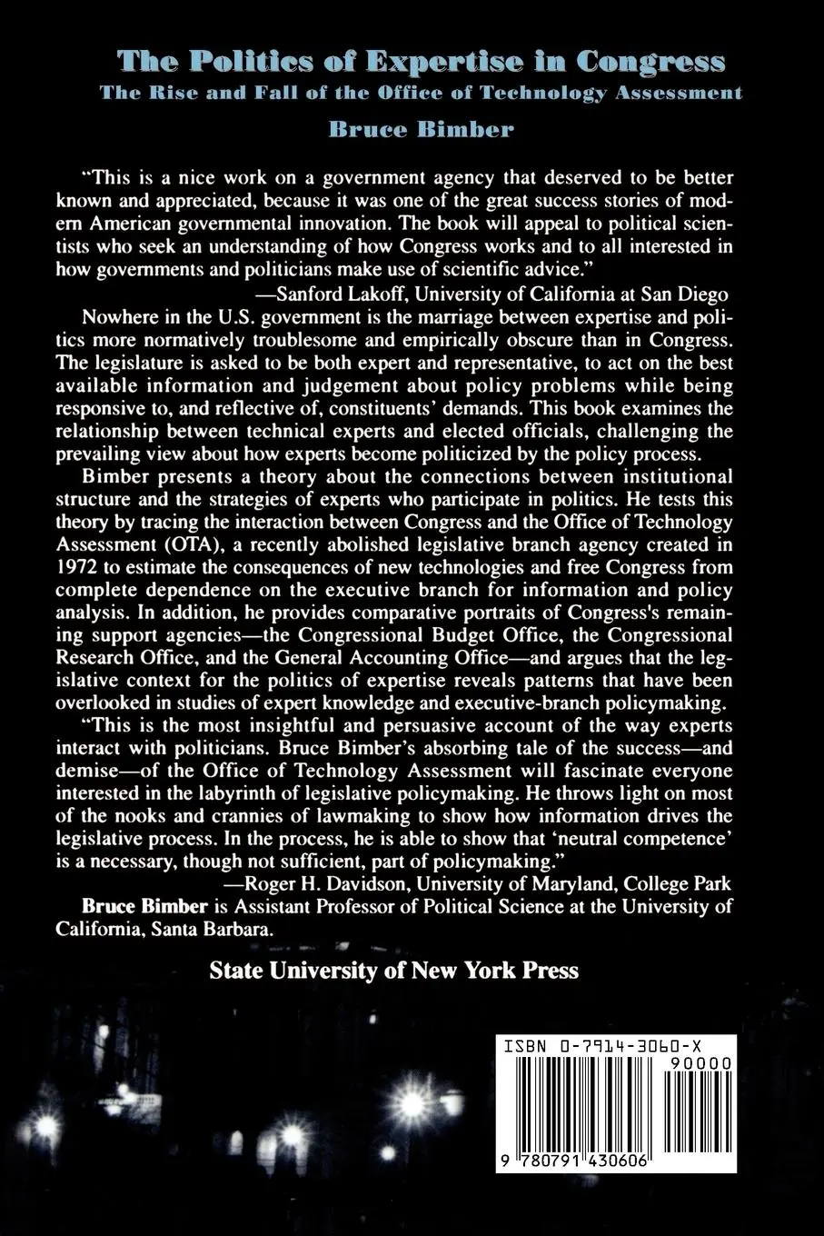 Rückseite: 9780791430606 | The Politics of Expertise in Congress | Bruce Bimber | Taschenbuch