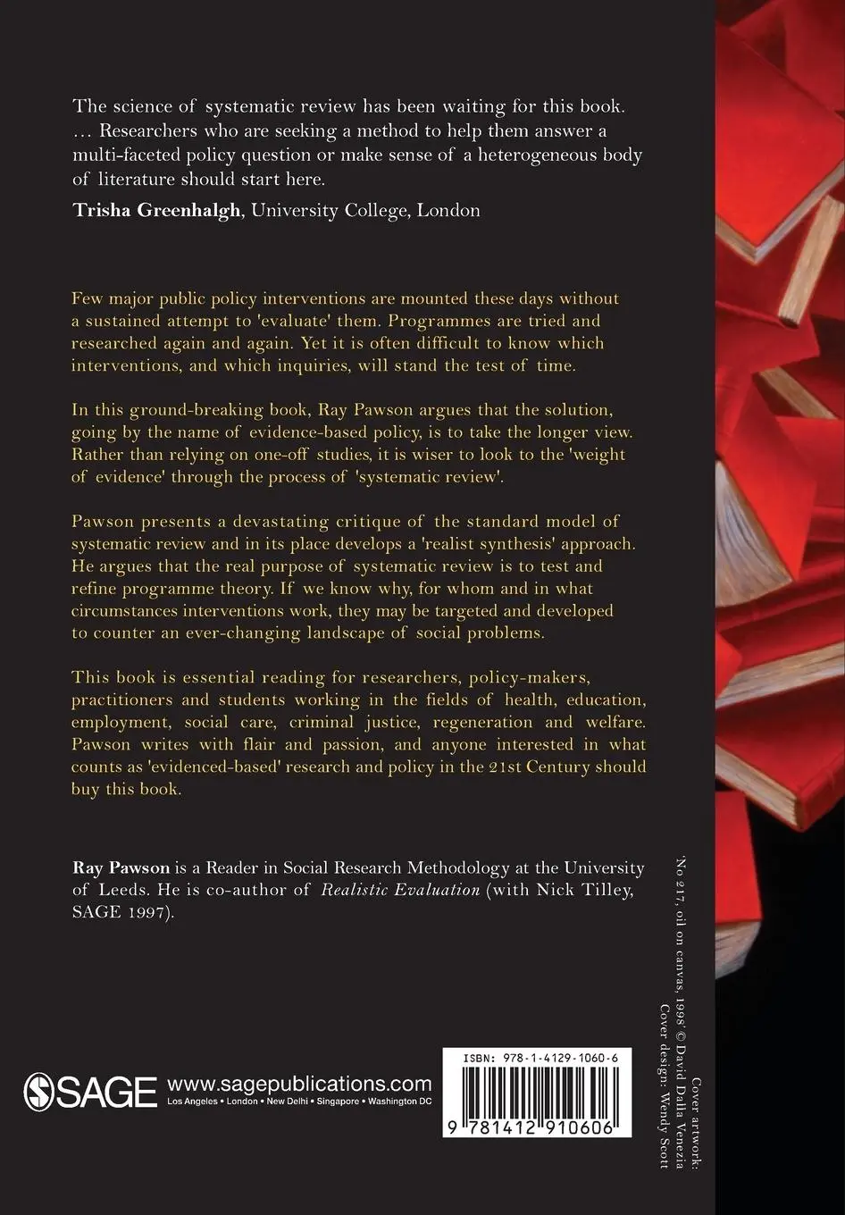 Rückseite: 9781412910606 | Evidence-Based Policy | A Realist Perspective | Ray Pawson | Buch
