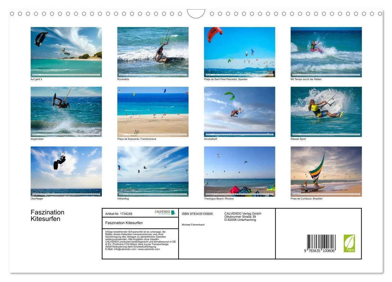 Bild: 9783435100606 | Faszination Kitesurfen (Wandkalender 2025 DIN A3 quer), CALVENDO...