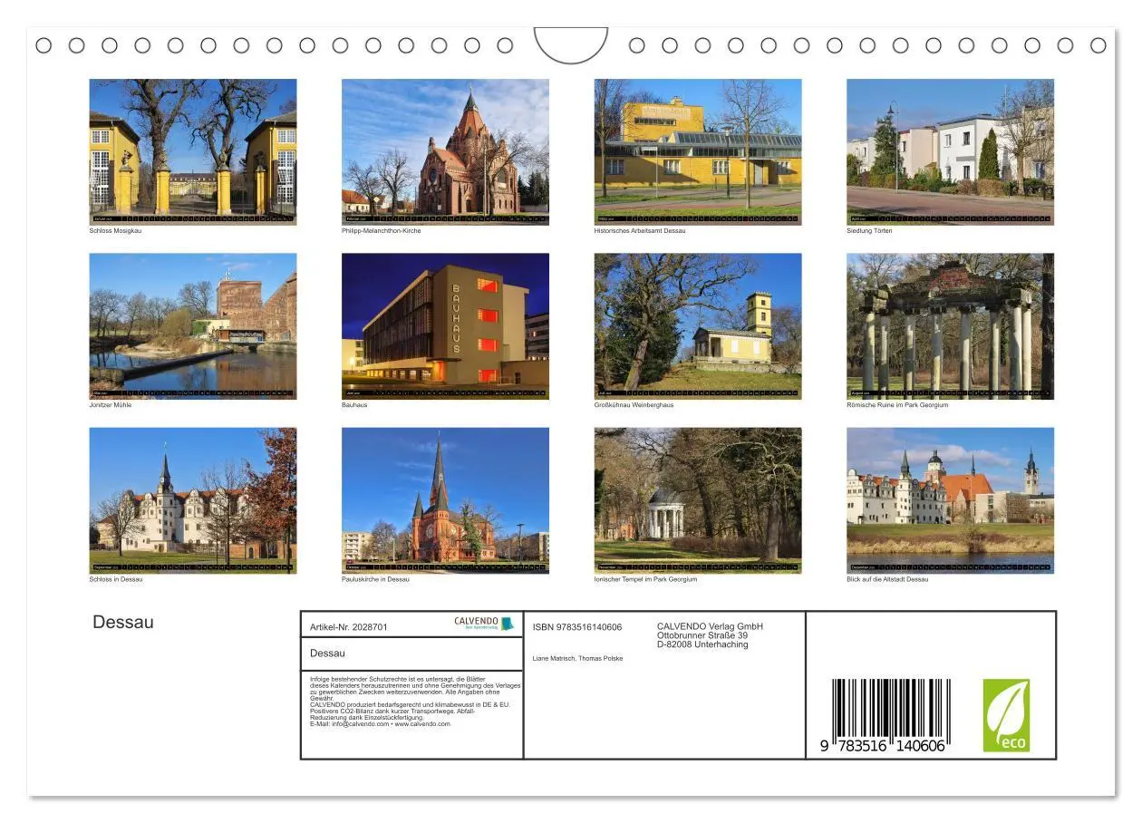 Bild: 9783516140606 | Dessau (Wandkalender 2026 DIN A4 quer), CALVENDO Monatskalender | 2026