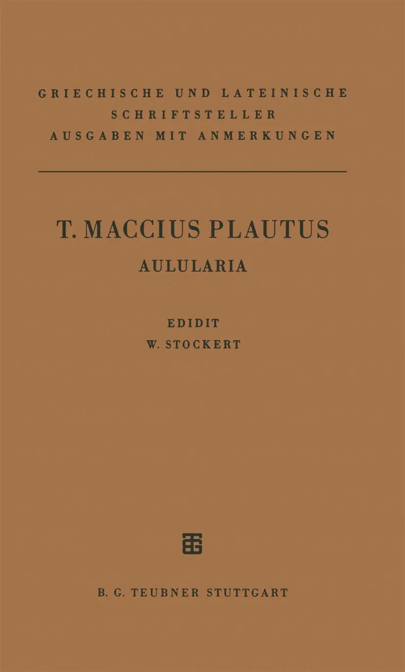 Cover: 9783663040606 | T. Maccius Plautus Aulularia | W. Stockert | Taschenbuch | x | Deutsch