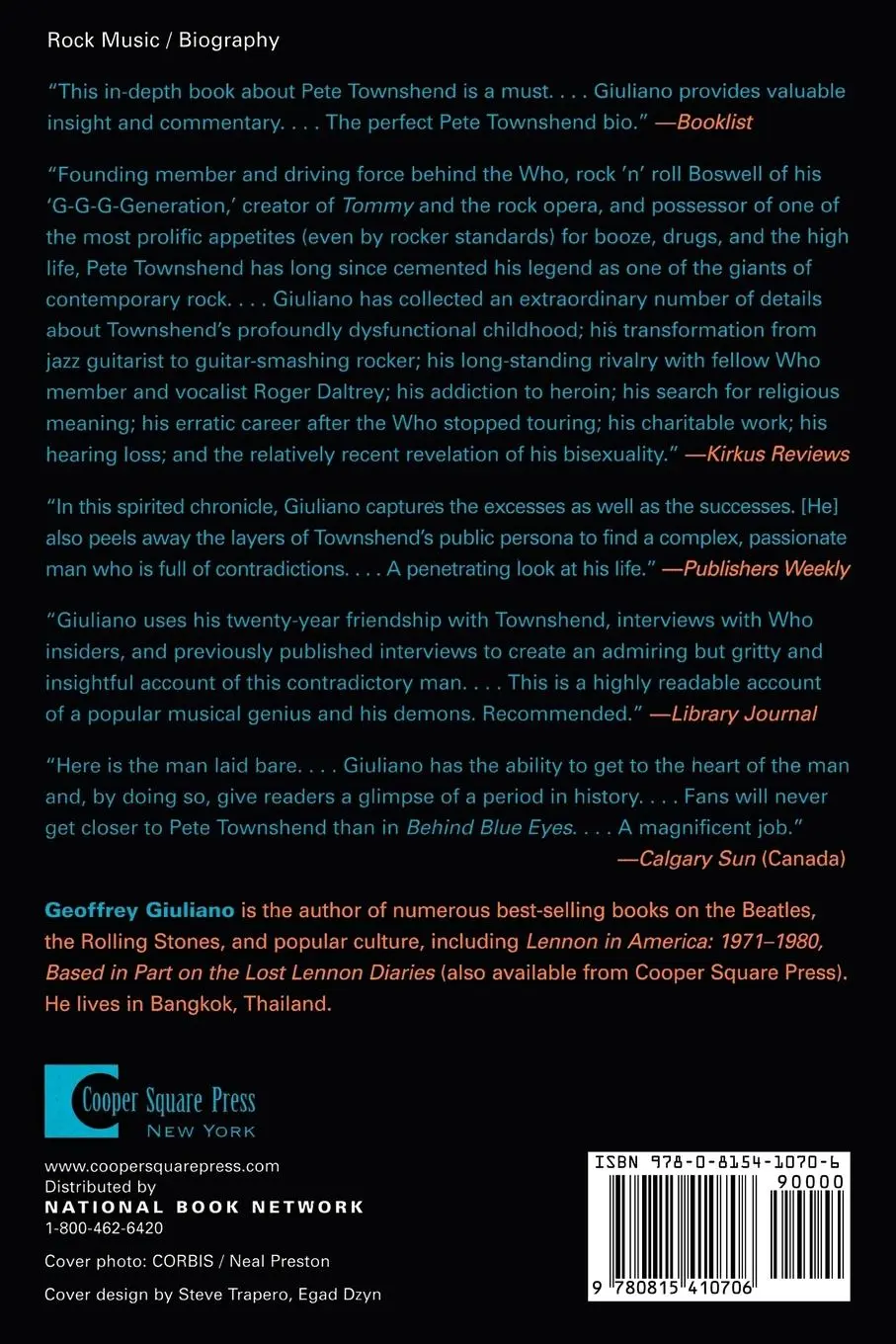 Rückseite: 9780815410706 | Behind Blue Eyes | The Life of Pete Townshend | Geoffrey Giuliano