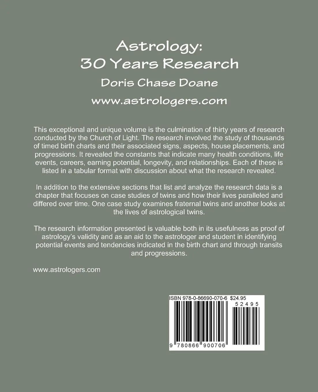 Rückseite: 9780866900706 | Astrology | 30 Years Research | Doris C. Doane | Taschenbuch | 2010