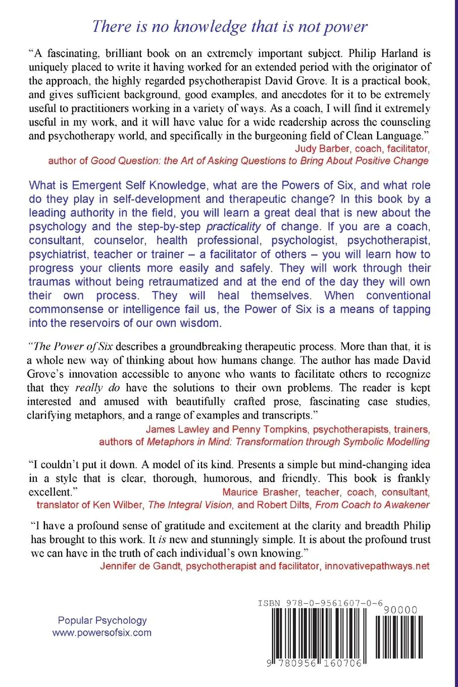 Rückseite: 9780956160706 | THE POWER OF SIX A Six Part Guide to Self Knowledge | Philip Harland