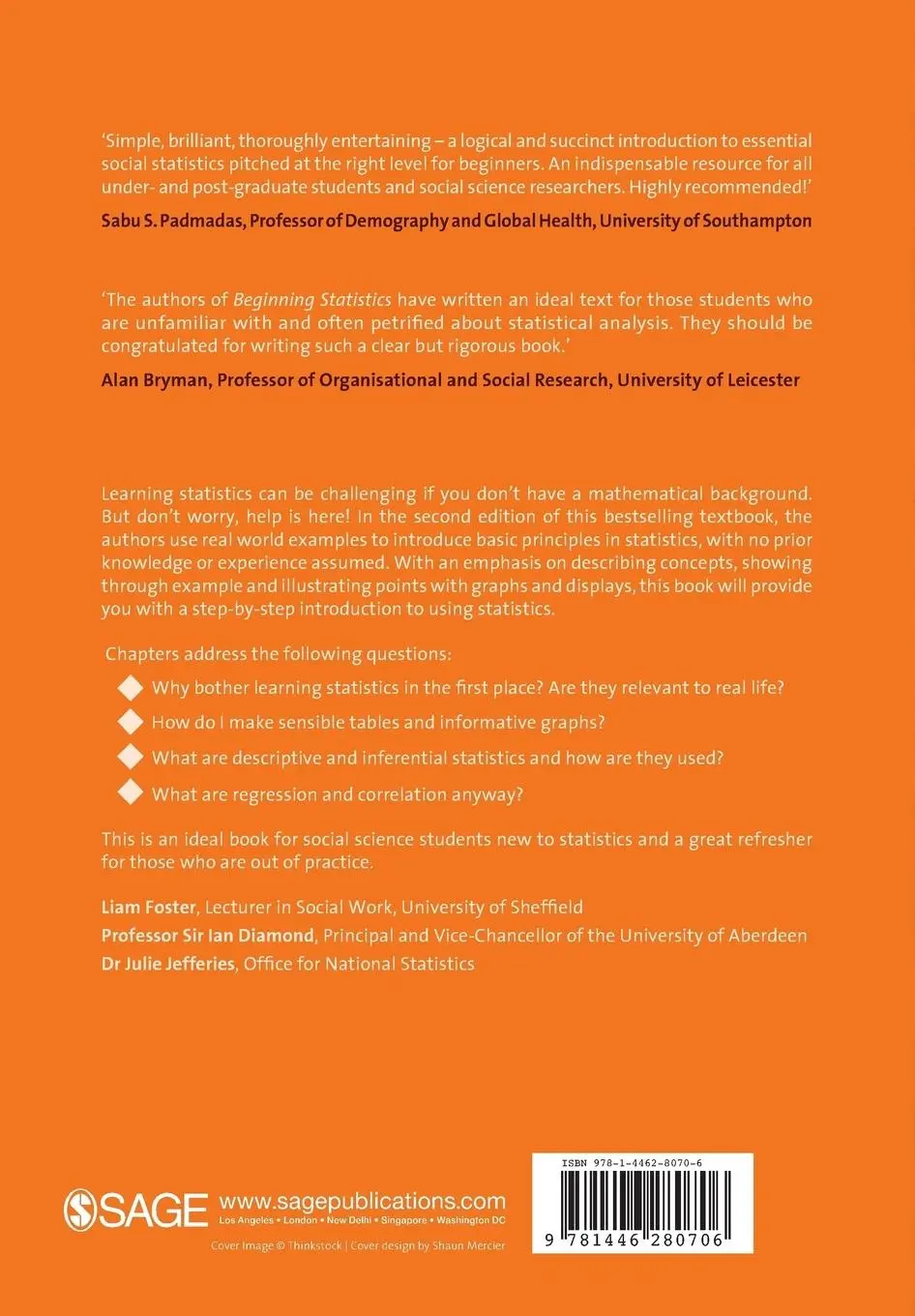 Rückseite: 9781446280706 | Beginning Statistics | An Introduction for Social Scientists | Buch