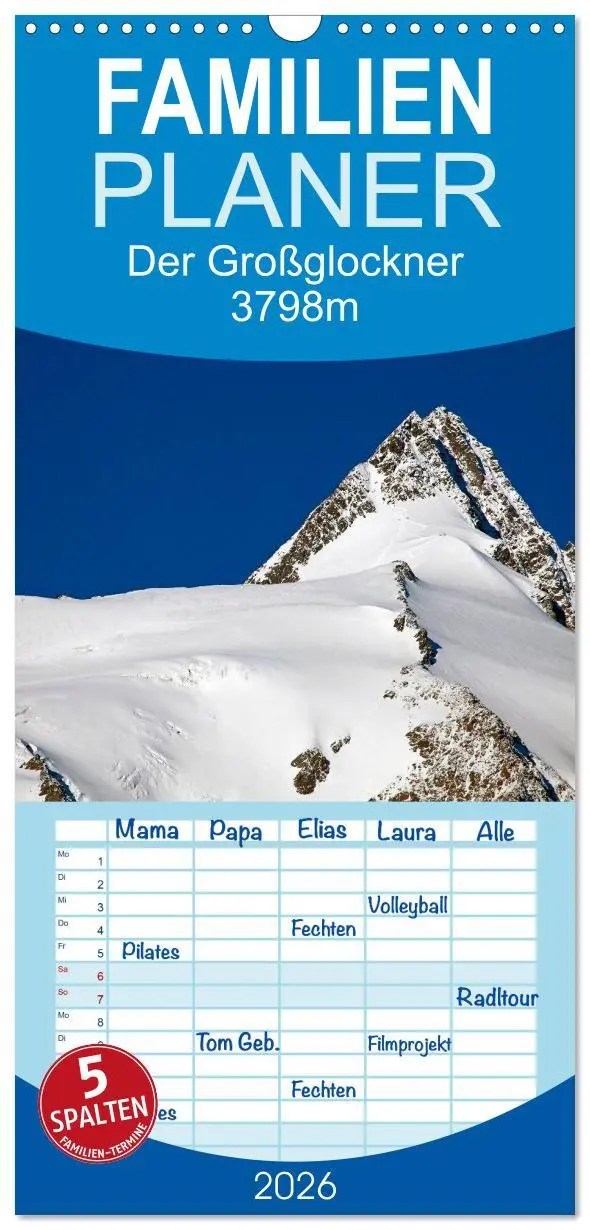 Cover: 9783516510706 | Familienplaner 2026 - Der Großglockner 3798m mit 5 Spalten...