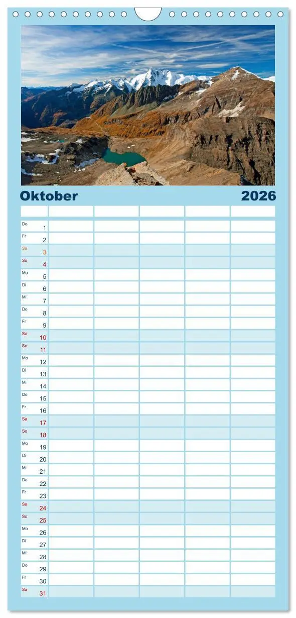 Bild: 9783516510706 | Familienplaner 2026 - Der Großglockner 3798m mit 5 Spalten...