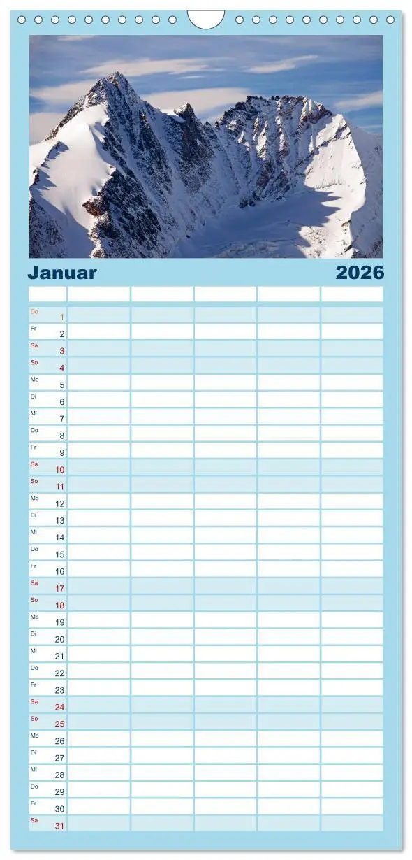 Bild: 9783516510706 | Familienplaner 2026 - Der Großglockner 3798m mit 5 Spalten...