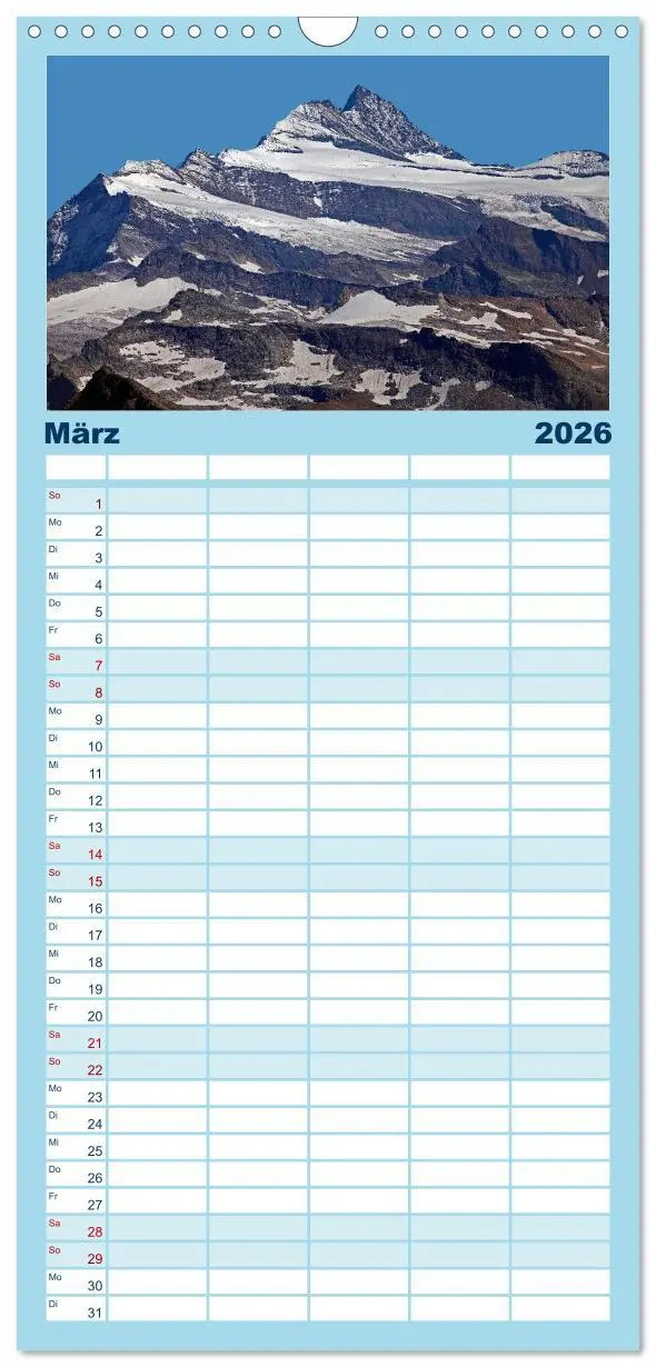 Bild: 9783516510706 | Familienplaner 2026 - Der Großglockner 3798m mit 5 Spalten...