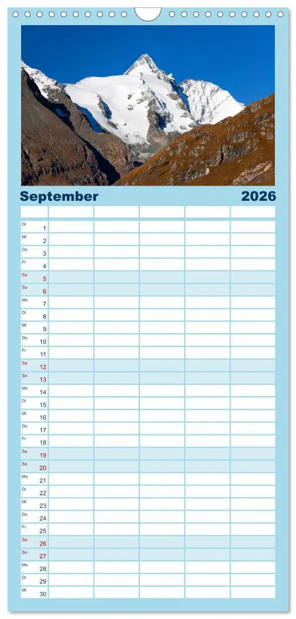Bild: 9783516510706 | Familienplaner 2026 - Der Großglockner 3798m mit 5 Spalten...