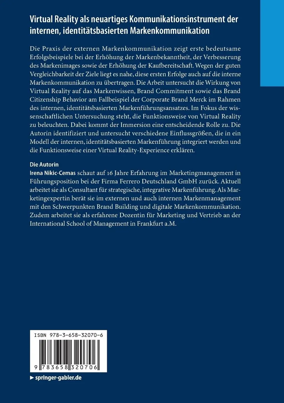 Rückseite: 9783658320706 | Virtual Reality als neuartiges Kommunikationsinstrument der...