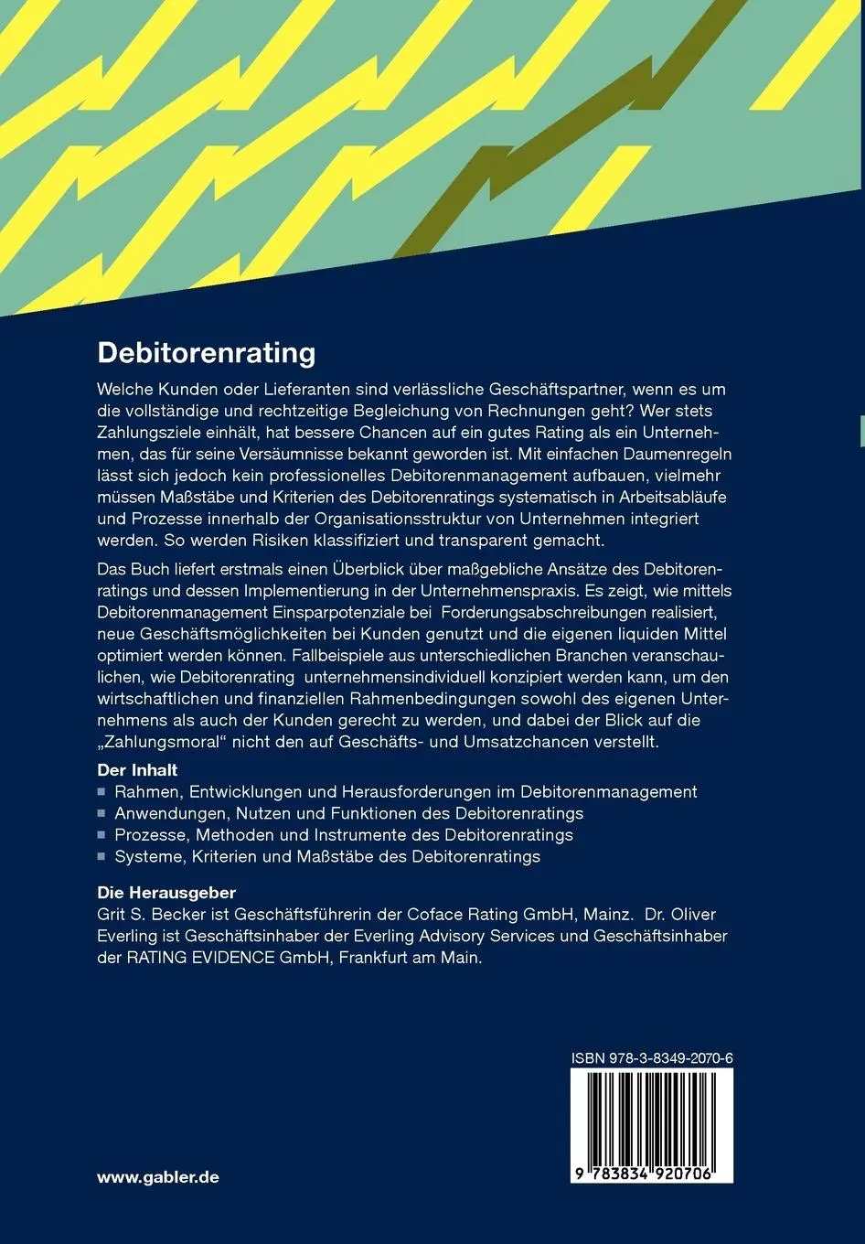 Rückseite: 9783834920706 | Debitorenrating | Bonität von Geschäftspartnern richtig einschätzen