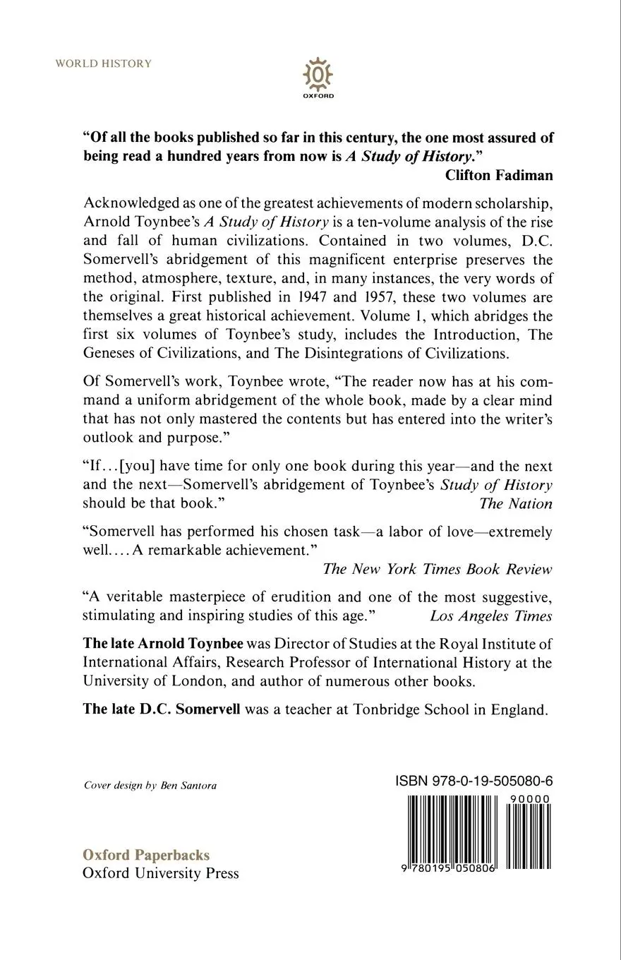 Rückseite: 9780195050806 | A Study of History | Abridgement of Volumes I-VI | Arnold Toynbee