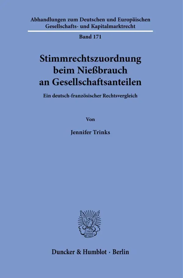 Cover: 9783428180806 | Stimmrechtszuordnung beim Nießbrauch an Gesellschaftsanteilen. | Buch