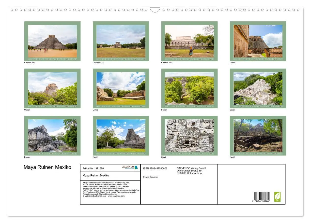 Bild: 9783457580806 | Maya Ruinen Mexiko (Wandkalender 2026 DIN A2 quer), CALVENDO...