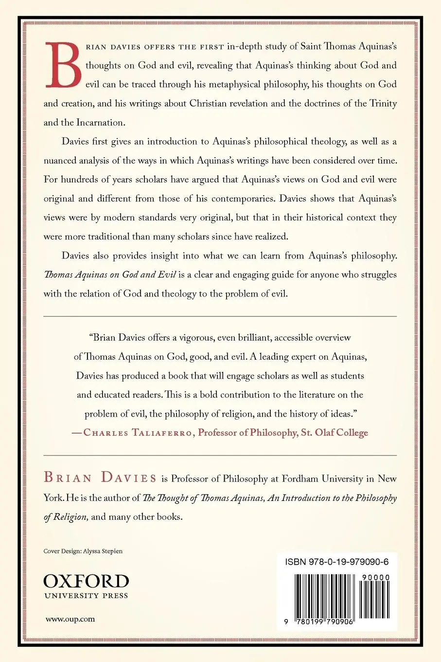 Rückseite: 9780199790906 | Thomas Aquinas on God and Evil | Brian Davies | Taschenbuch | Englisch