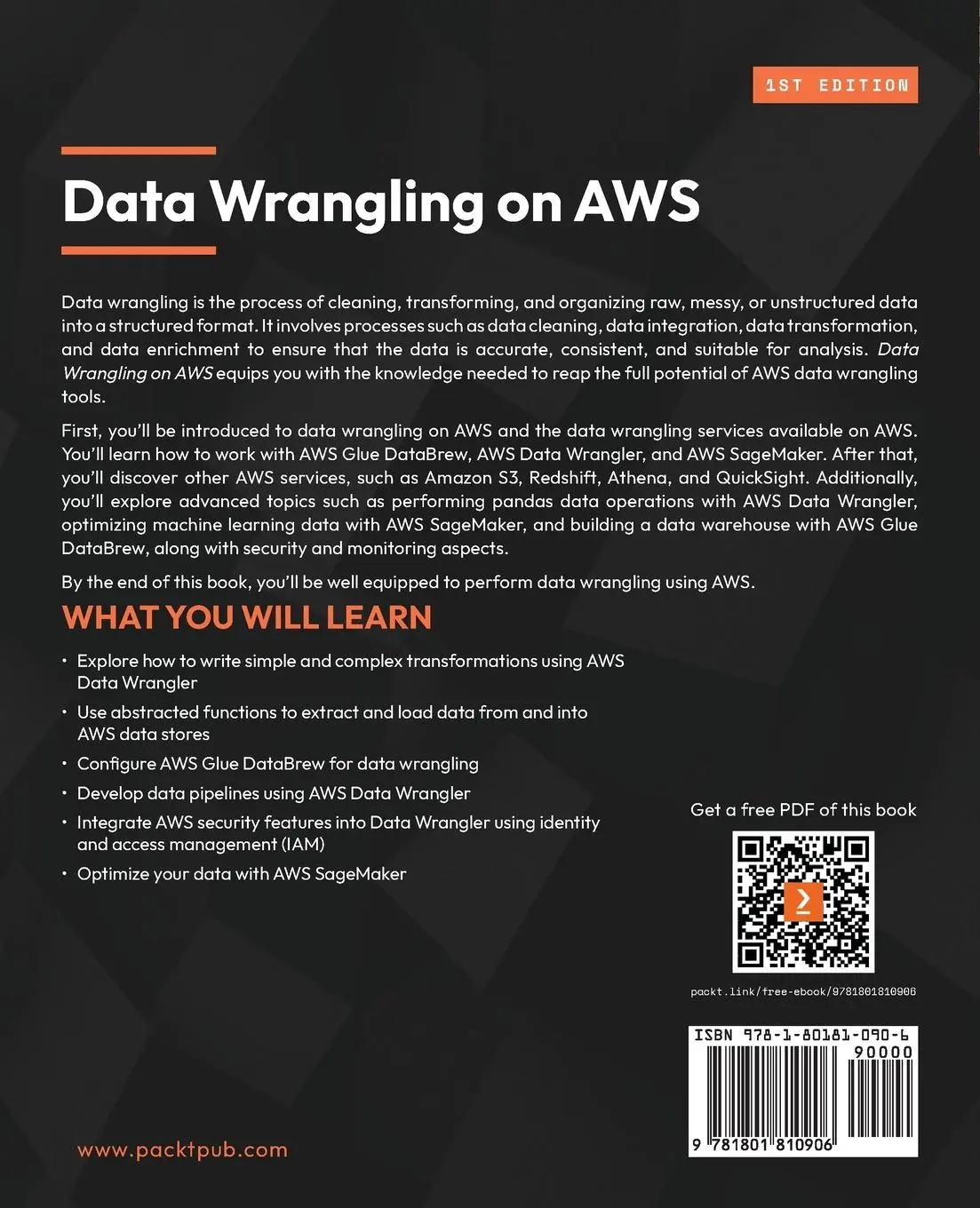Rückseite: 9781801810906 | Data Wrangling on AWS | Clean and organize complex data for analysis