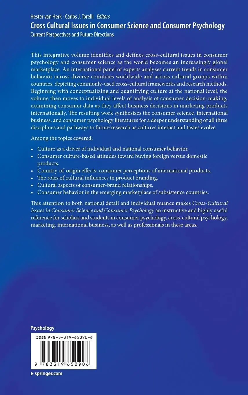 Rückseite: 9783319650906 | Cross Cultural Issues in Consumer Science and Consumer Psychology | vi