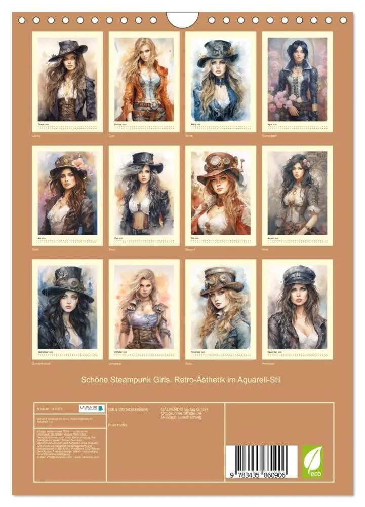 Bild: 9783435860906 | Schöne Steampunk Girls. Retro-Ästhetik im Aquarell-Stil...