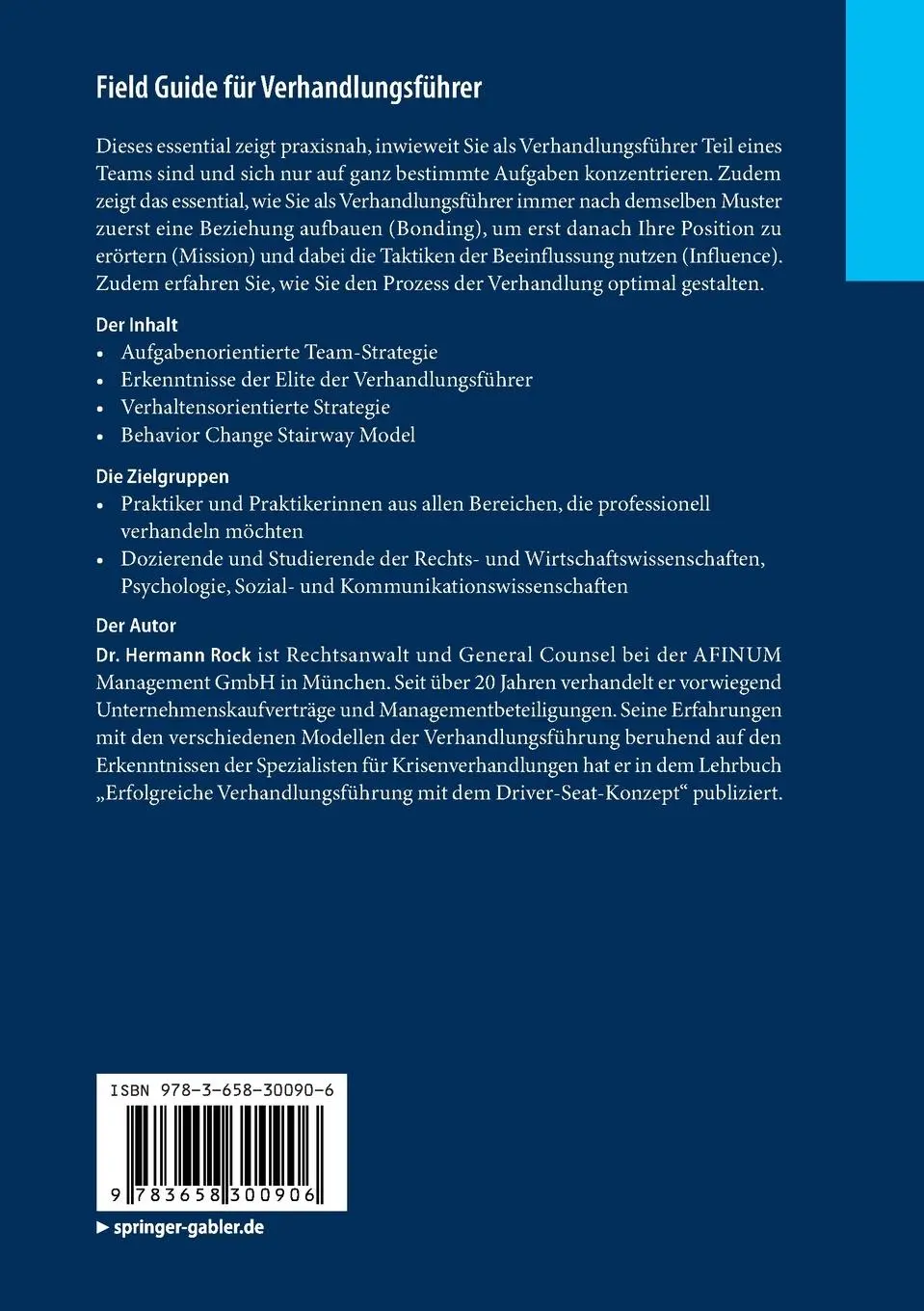 Rückseite: 9783658300906 | Field Guide für Verhandlungsführer | Hermann Rock | Taschenbuch | xiv