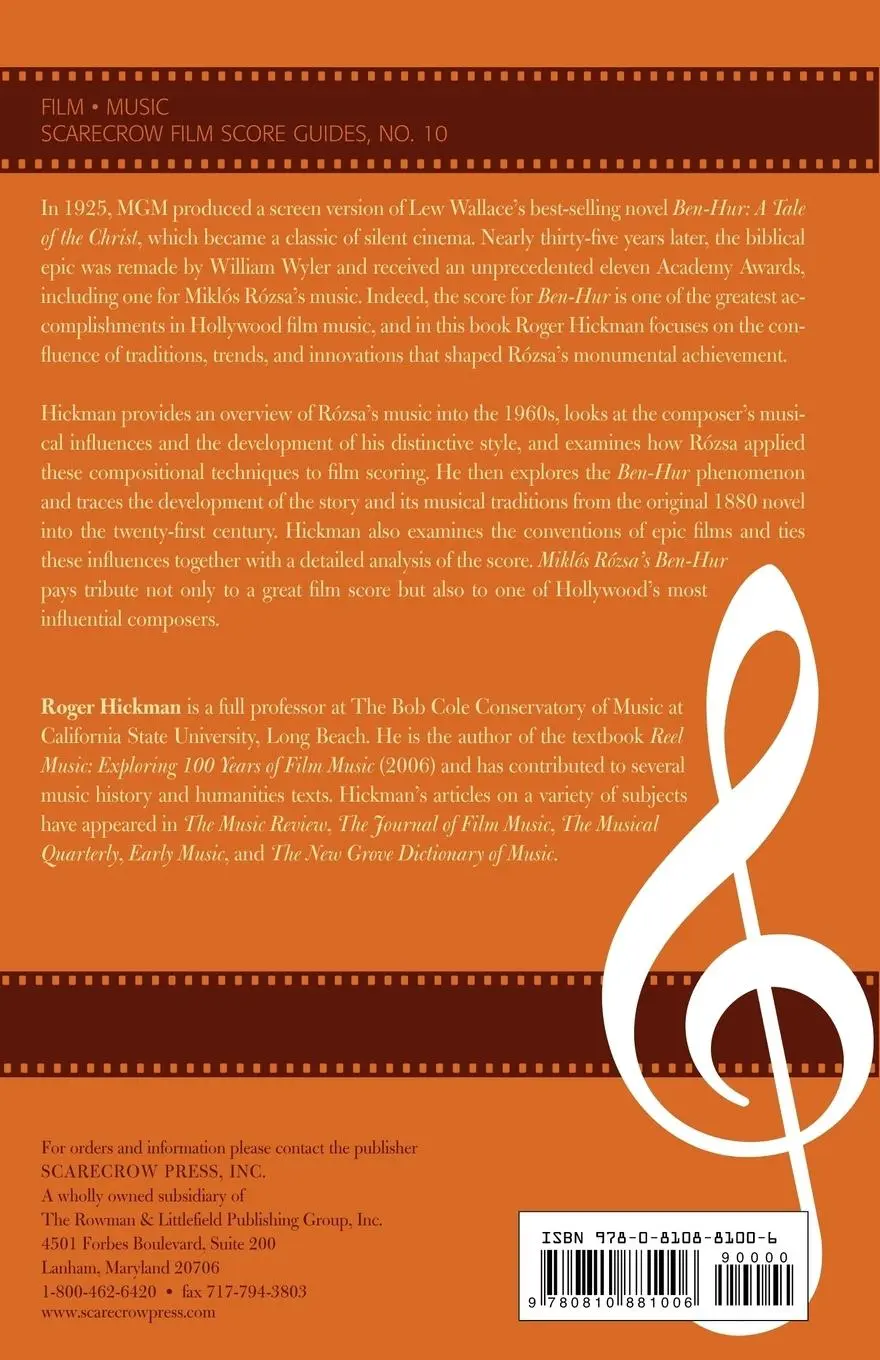 Rückseite: 9780810881006 | Miklós Rózsa's Ben-Hur | A Film Score Guide | Roger Hickman | Buch