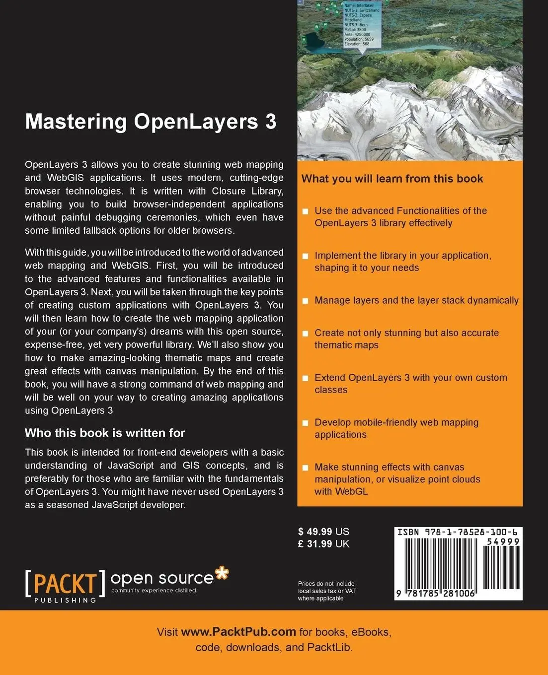 Rückseite: 9781785281006 | Mastering OpenLayers 3 | Gábor Farkas | Taschenbuch | Englisch | 2016