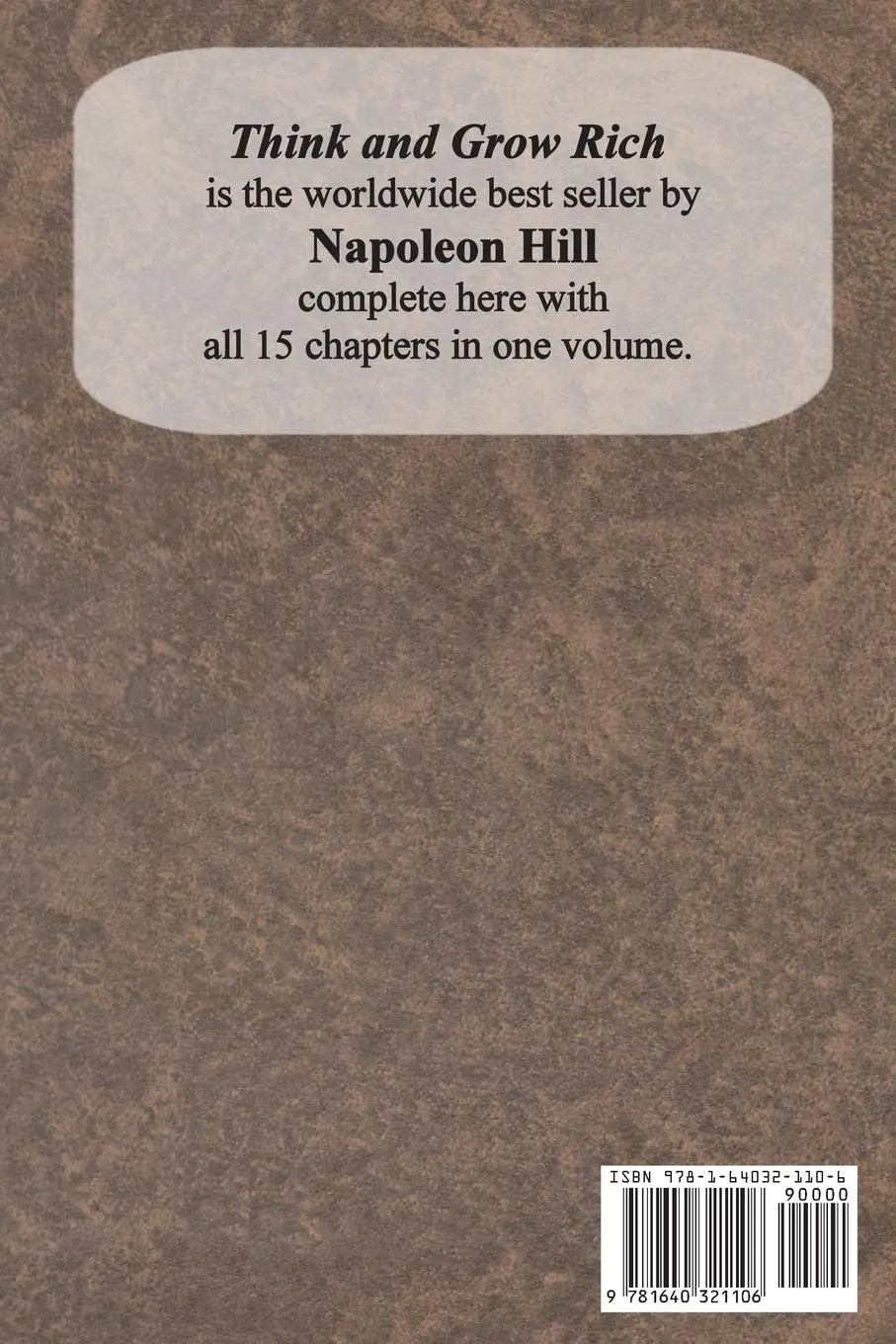 Rückseite: 9781640321106 | Think And Grow Rich Original 1937 Edition | Napoleon Hill | Buch