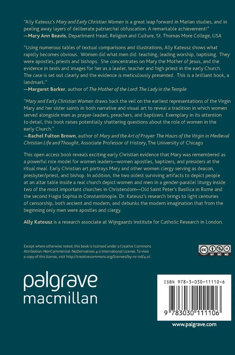 Rückseite: 9783030111106 | Mary and Early Christian Women | Hidden Leadership | Ally Kateusz