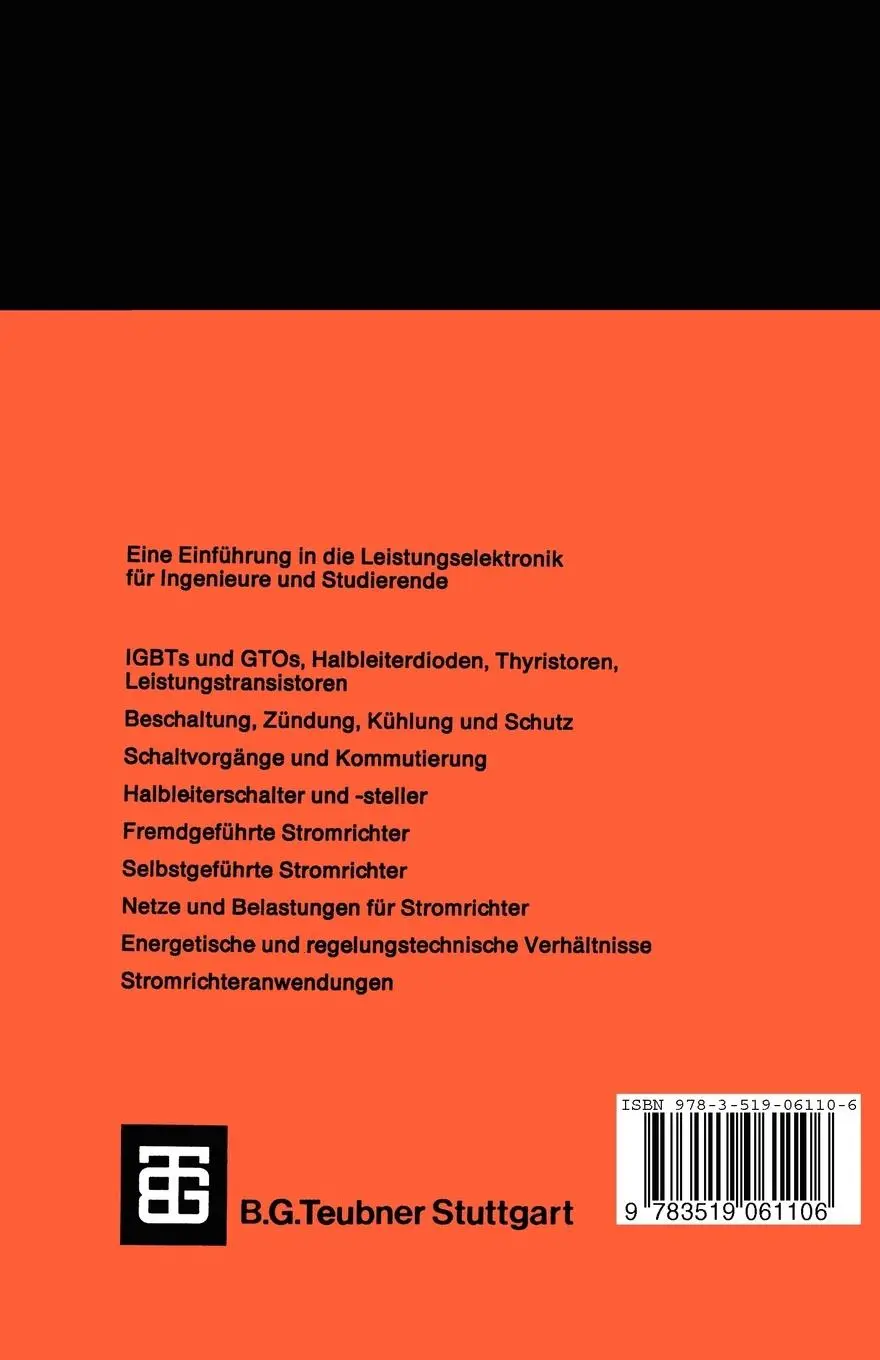 Rückseite: 9783519061106 | Grundlagen der Leistungselektronik | Klemens Heumann | Taschenbuch