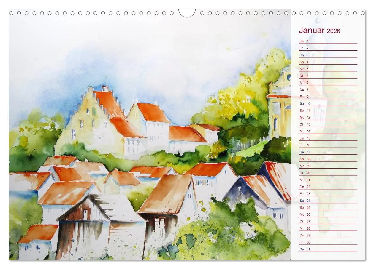 Bild: 9783457991206 | Murnau und das Blaue Land - Aquarelle und Fotografien (Wandkalender...
