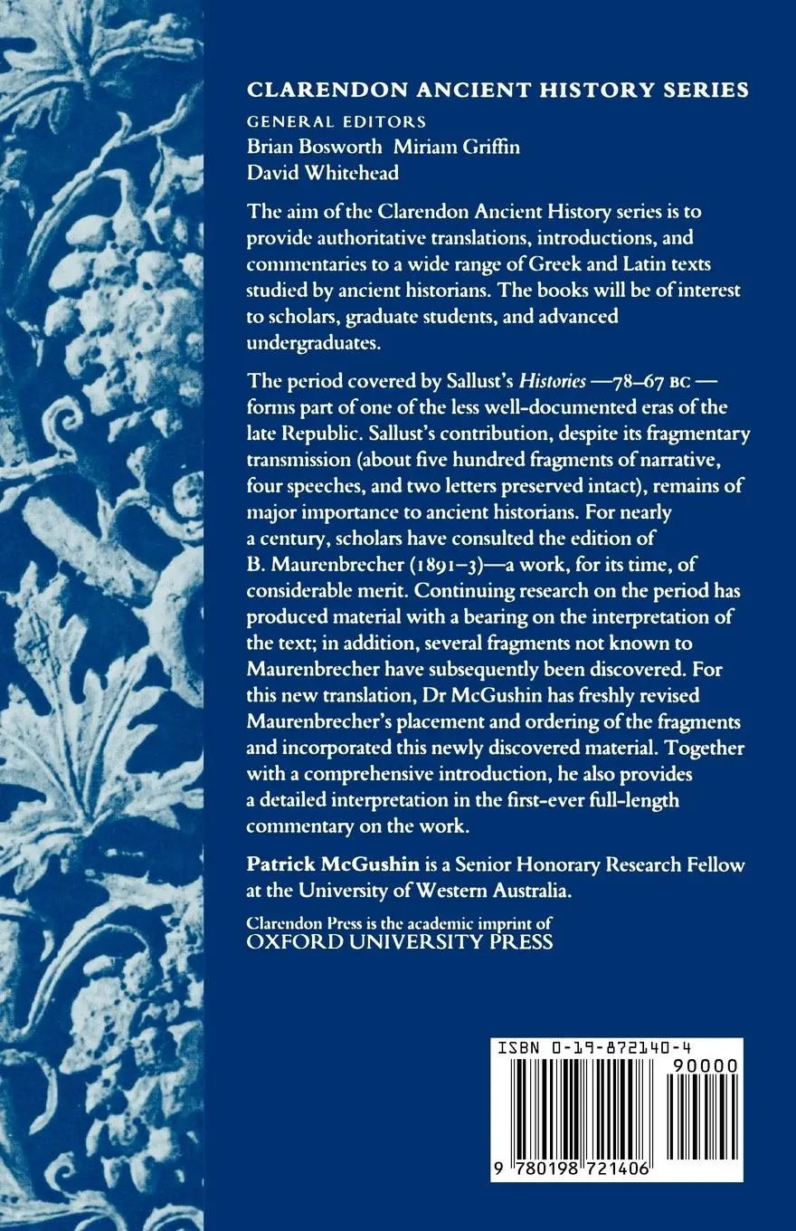 Rückseite: 9780198721406 | The Histories | Volume I: Books I-II | Sallust | Taschenbuch | 1992