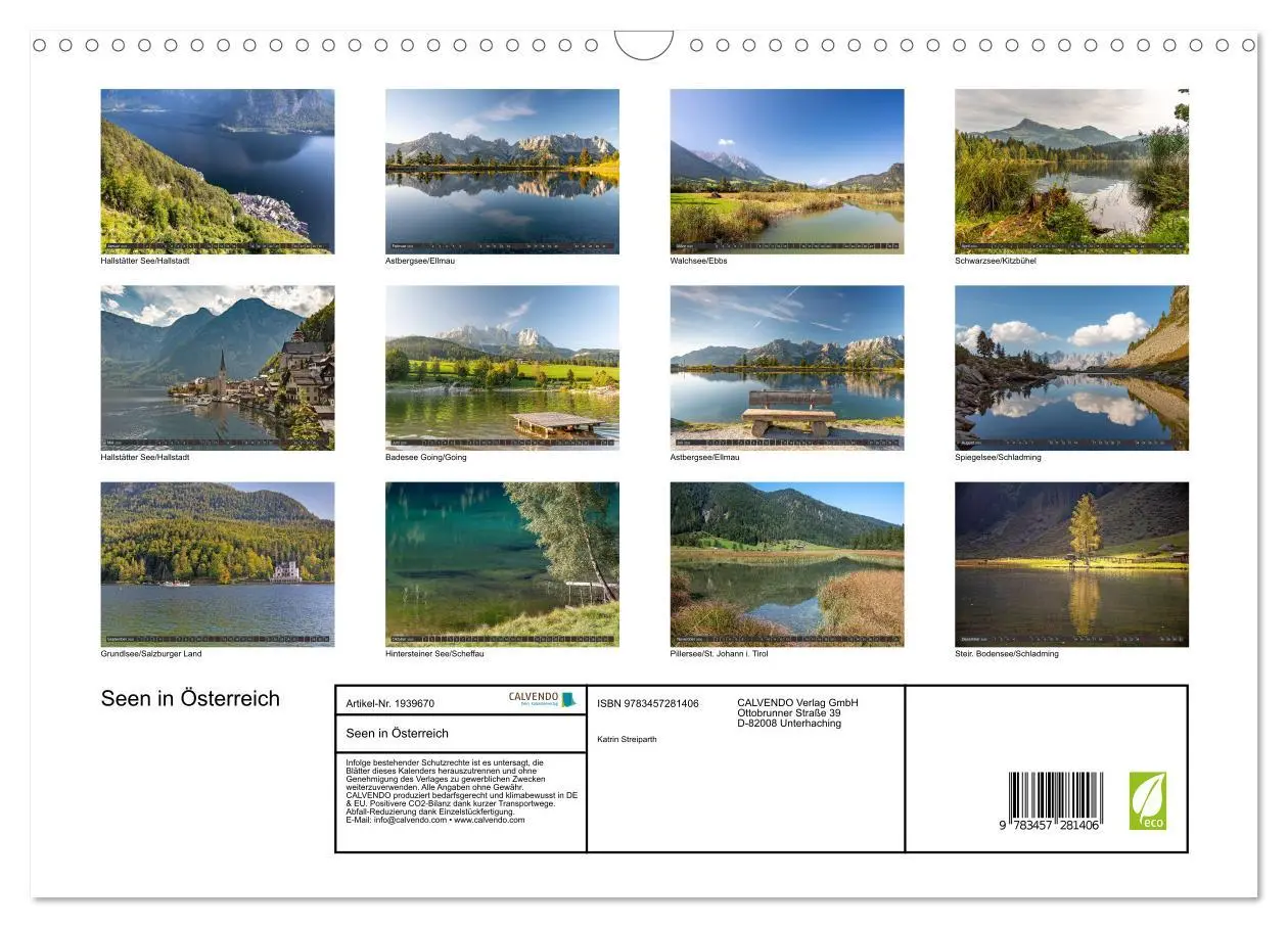 Bild: 9783457281406 | Seen in Österreich (Wandkalender 2026 DIN A3 quer), CALVENDO...