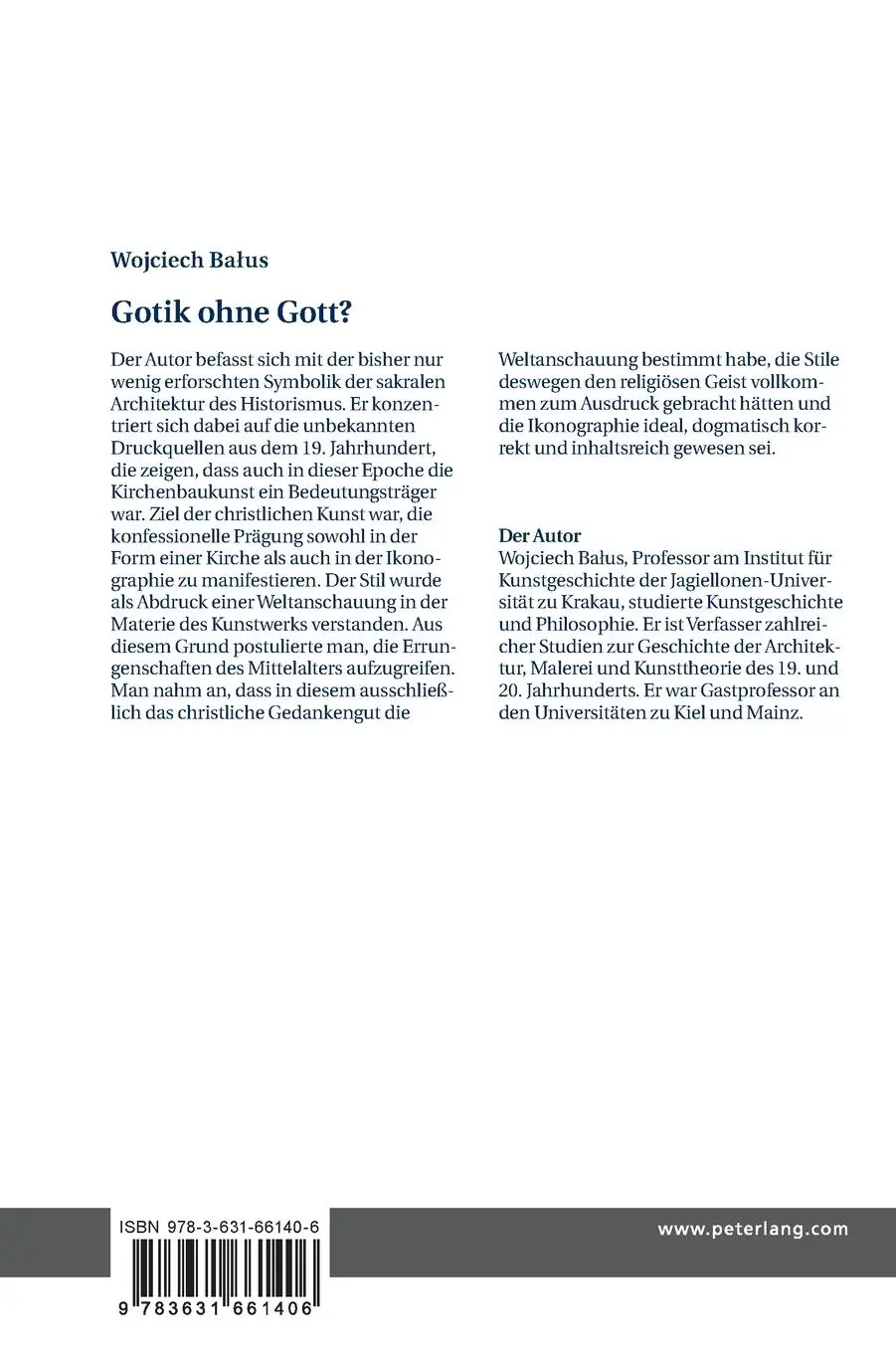 Rückseite: 9783631661406 | Gotik ohne Gott? | Die Symbolik des Kirchengebäudes im 19. Jahrhundert