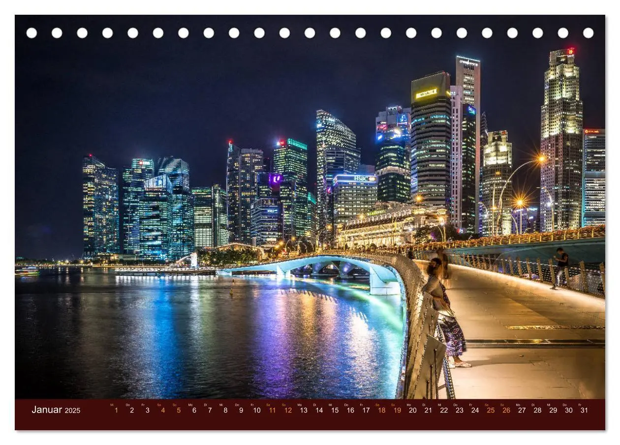 Bild: 9783435321506 | Nachtansichten Singapur City (Tischkalender 2025 DIN A5 quer),...