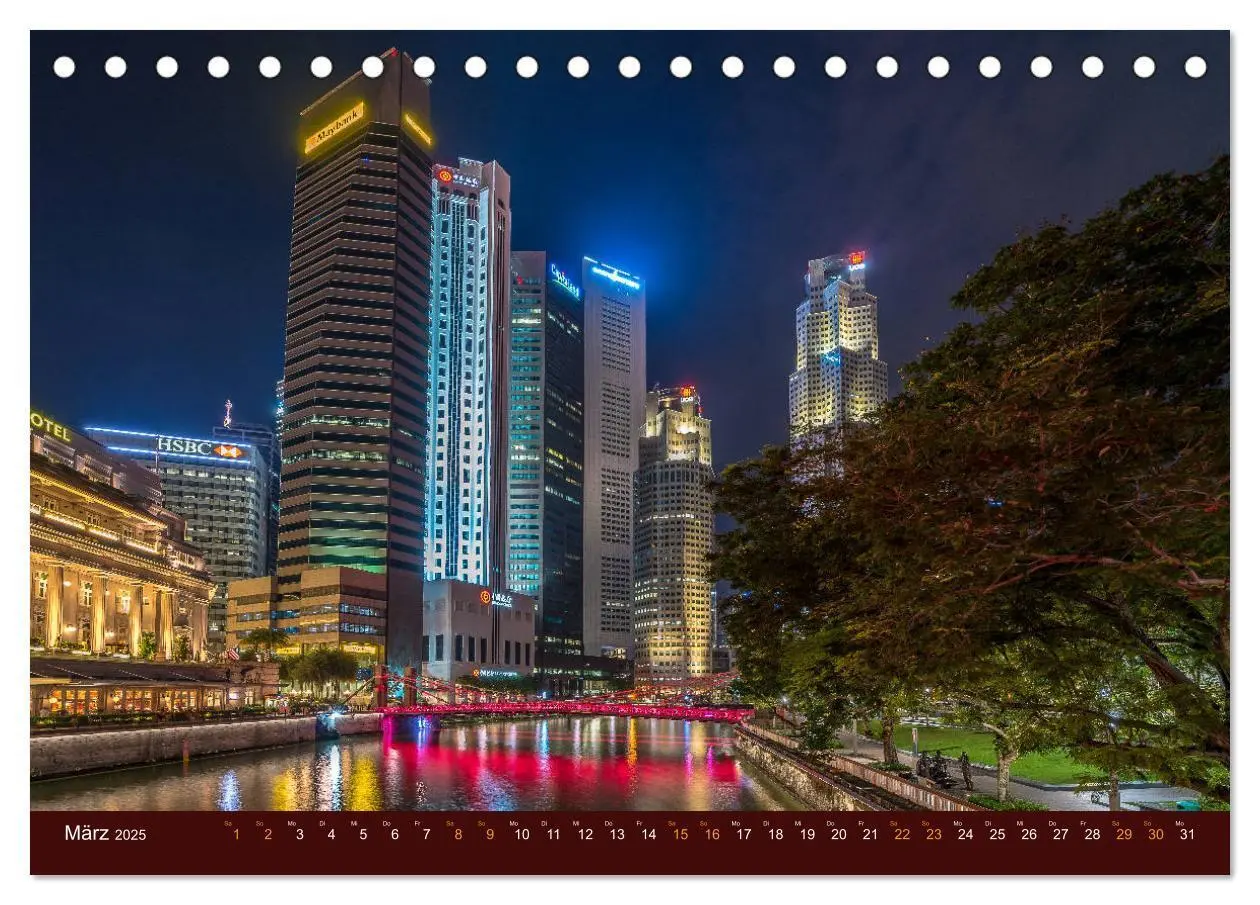 Bild: 9783435321506 | Nachtansichten Singapur City (Tischkalender 2025 DIN A5 quer),...