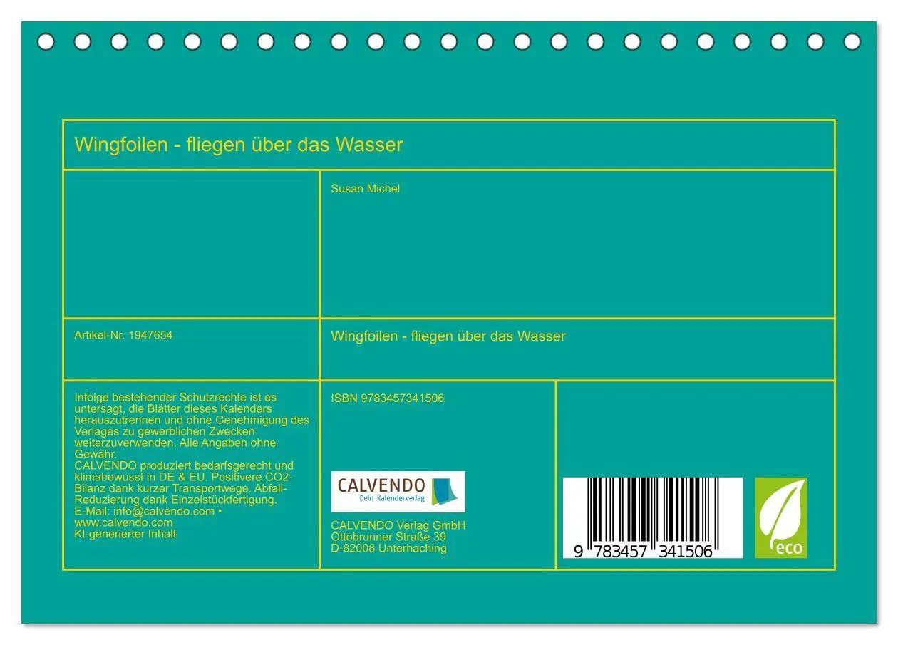 Bild: 9783457341506 | Wingfoilen - fliegen über das Wasser (Tischkalender 2026 DIN A5...