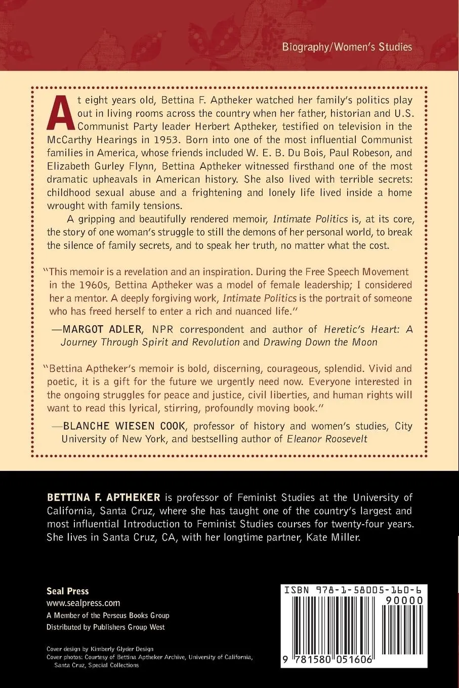 Rückseite: 9781580051606 | Intimate Politics | Bettina Aptheker | Taschenbuch | Englisch | 2006