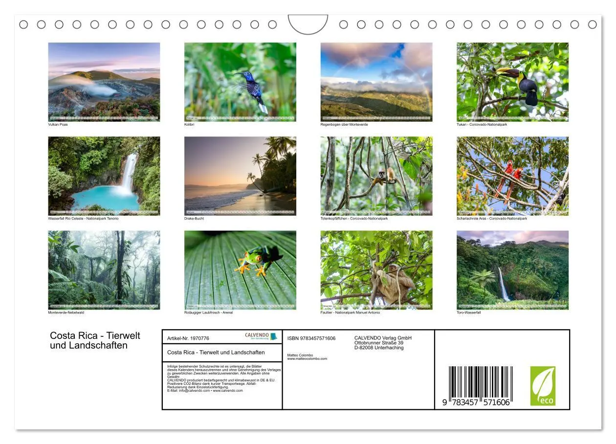Bild: 9783457571606 | Costa Rica - Tierwelt und Landschaften (Wandkalender 2026 DIN A4...