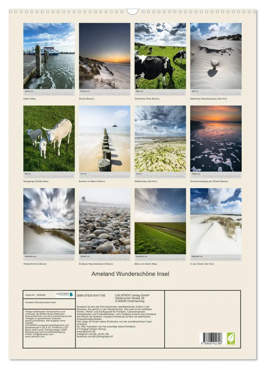 Bild: 9783516411706 | Ameland Wunderschöne Insel (Wandkalender 2026 DIN A2 hoch),...