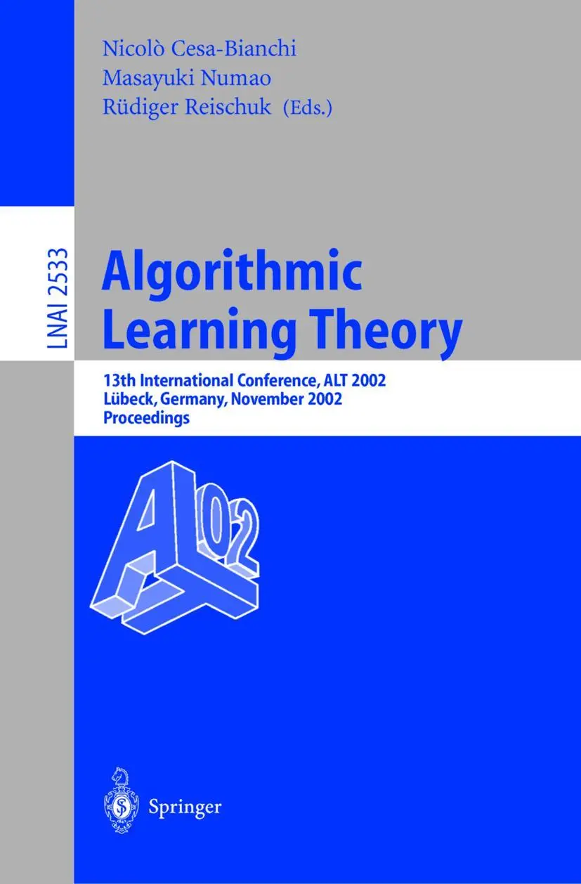 Cover: 9783540001706 | Algorithmic Learning Theory | Nicolò Cesa-Bianchi (u. a.) | Buch