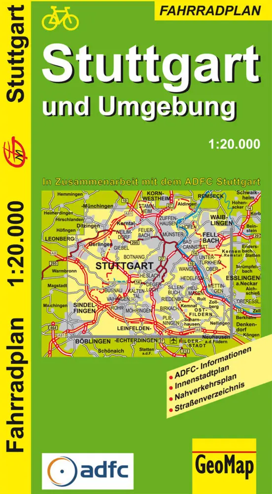 Cover: 9783933671806 | Stuttgart und Umgebung - Radwegeplan | 1:20.000 | GeoMap | Deutsch