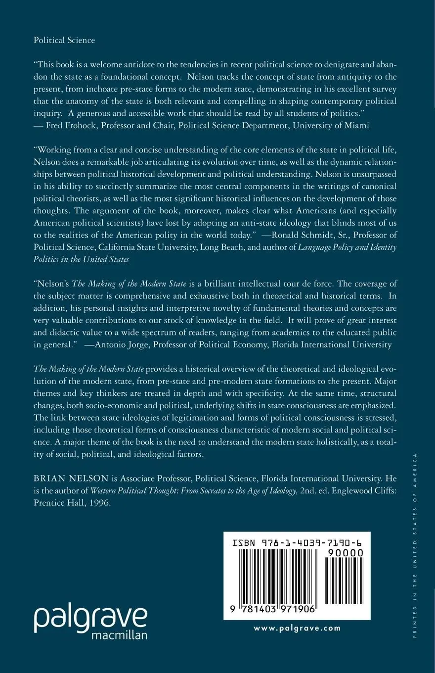 Rückseite: 9781403971906 | The Making of the Modern State | A Theoretical Evolution | B. Nelson