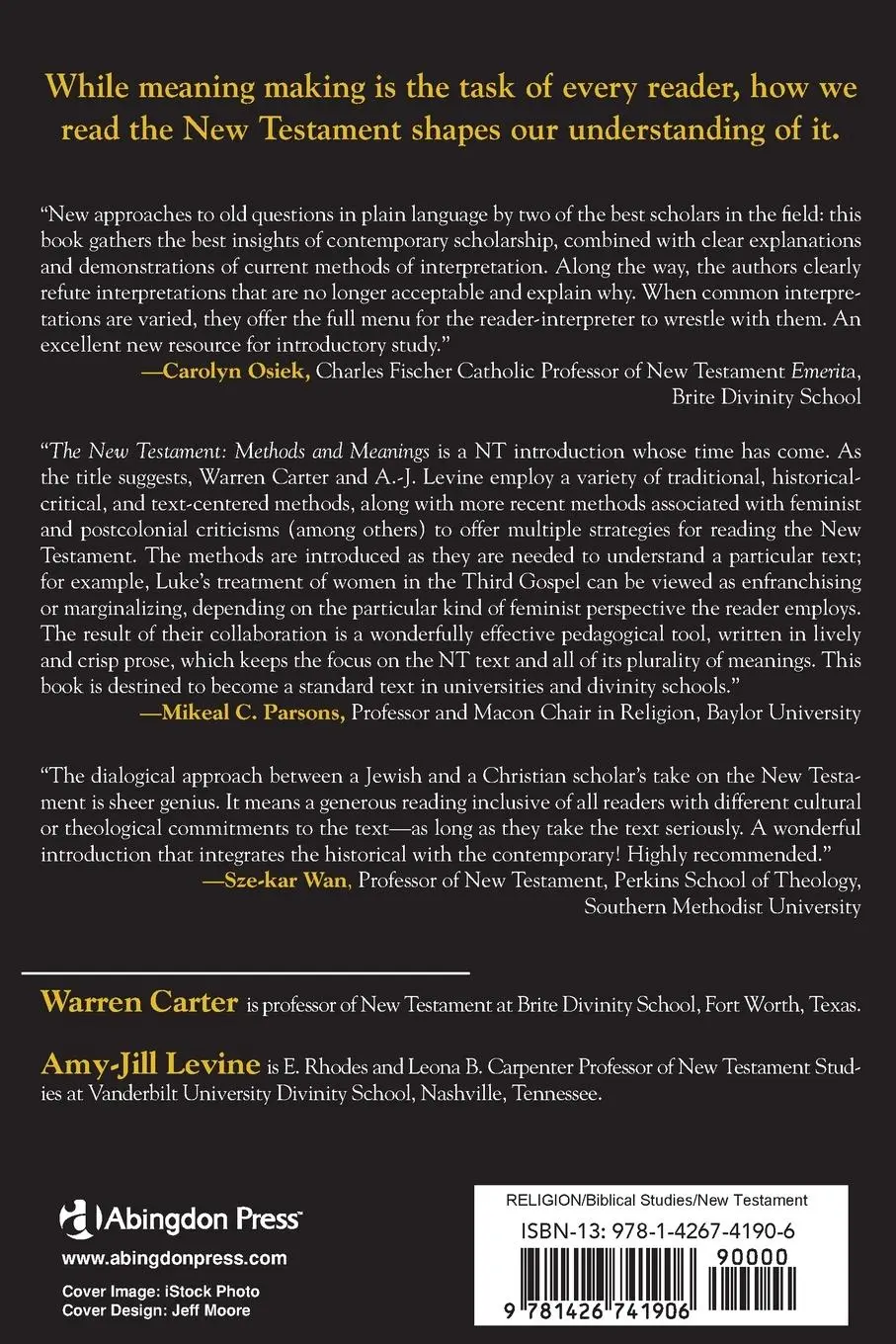 Rückseite: 9781426741906 | The New Testament | Methods and Meanings | Warren Carter (u. a.)