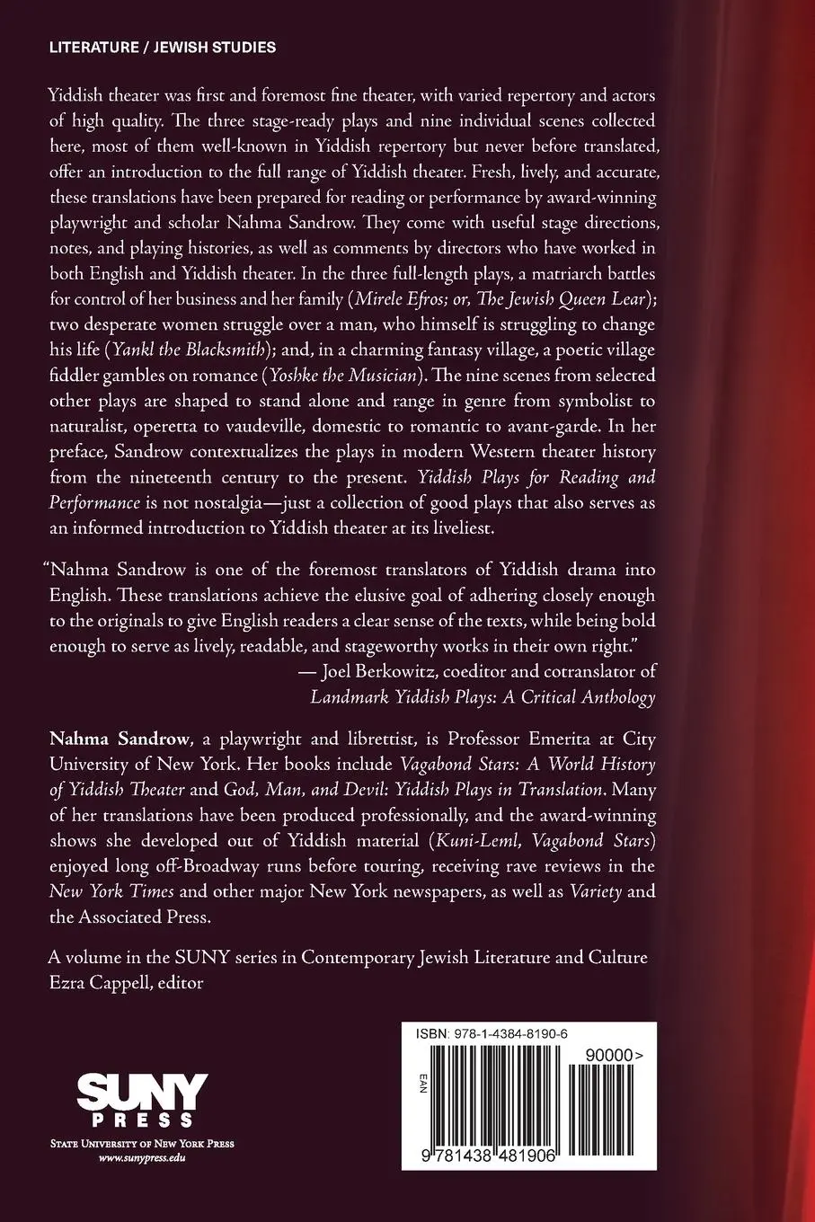 Rückseite: 9781438481906 | Yiddish Plays for Reading and Performance | Nahma Sandrow | Buch