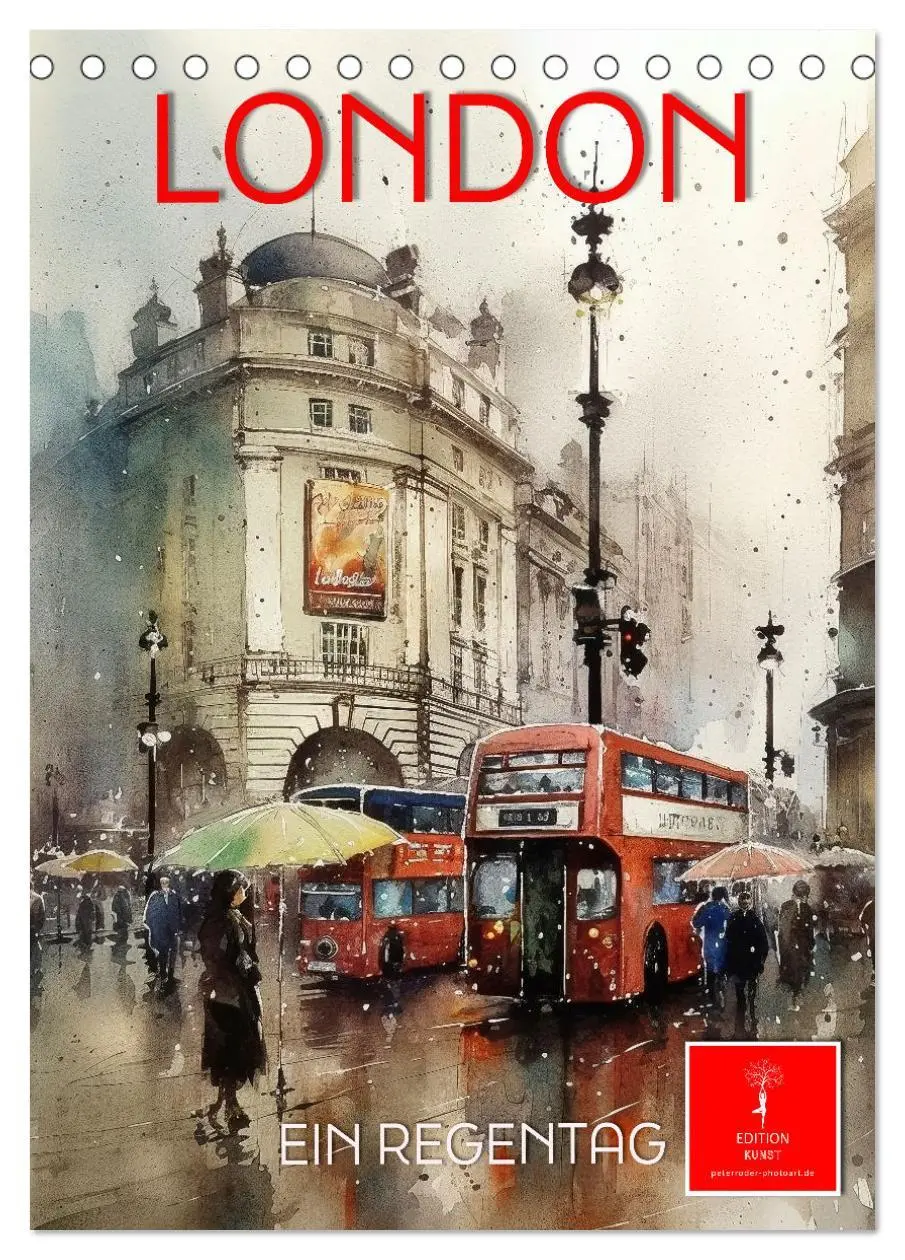 Cover: 9783516321906 | London - ein Regentag (Tischkalender 2026 DIN A5 hoch), CALVENDO...