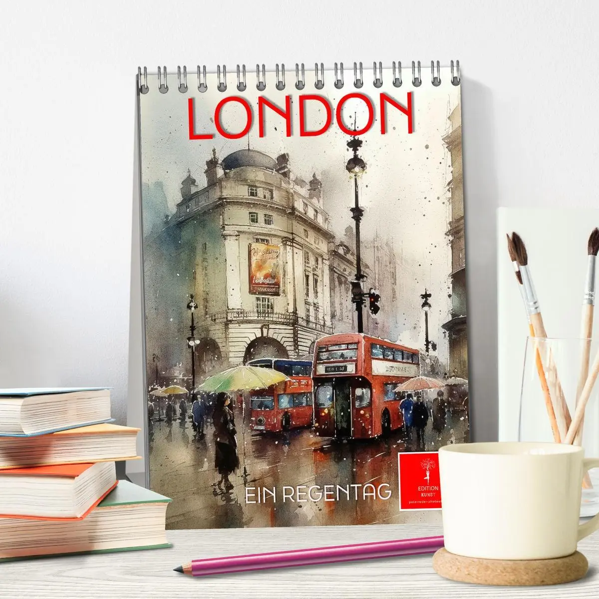 Bild: 9783516321906 | London - ein Regentag (Tischkalender 2026 DIN A5 hoch), CALVENDO...