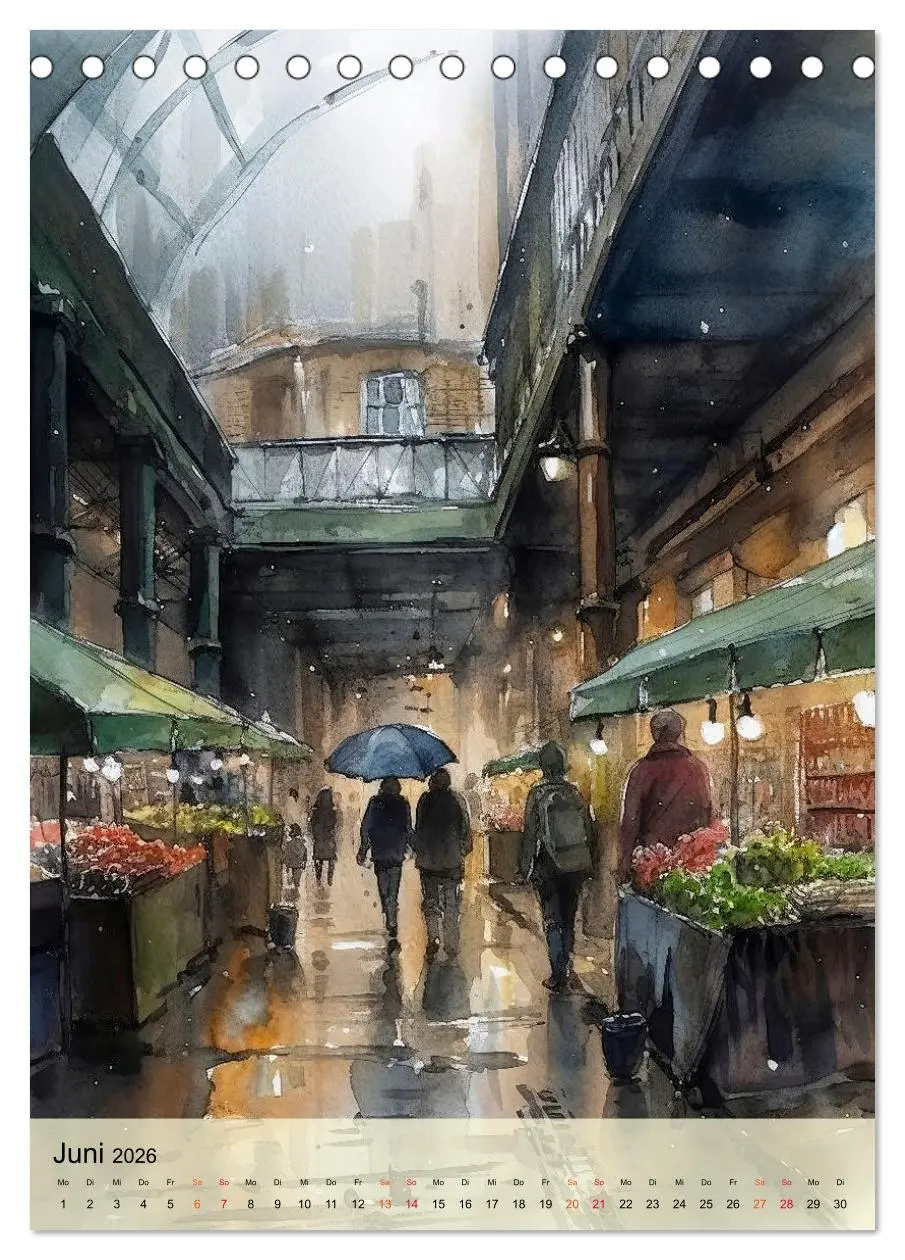 Bild: 9783516321906 | London - ein Regentag (Tischkalender 2026 DIN A5 hoch), CALVENDO...